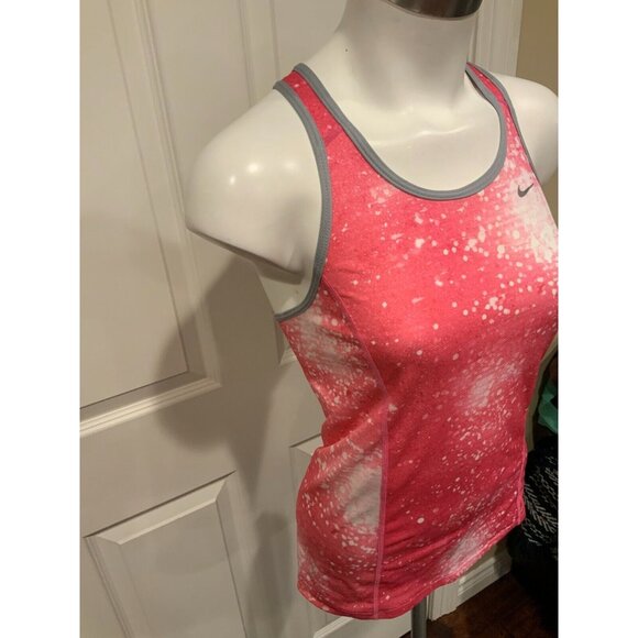 Nike Dri-Fit Pink & White Splatter Print Athletic Tank Top, Size XS - Picture 3 of 5